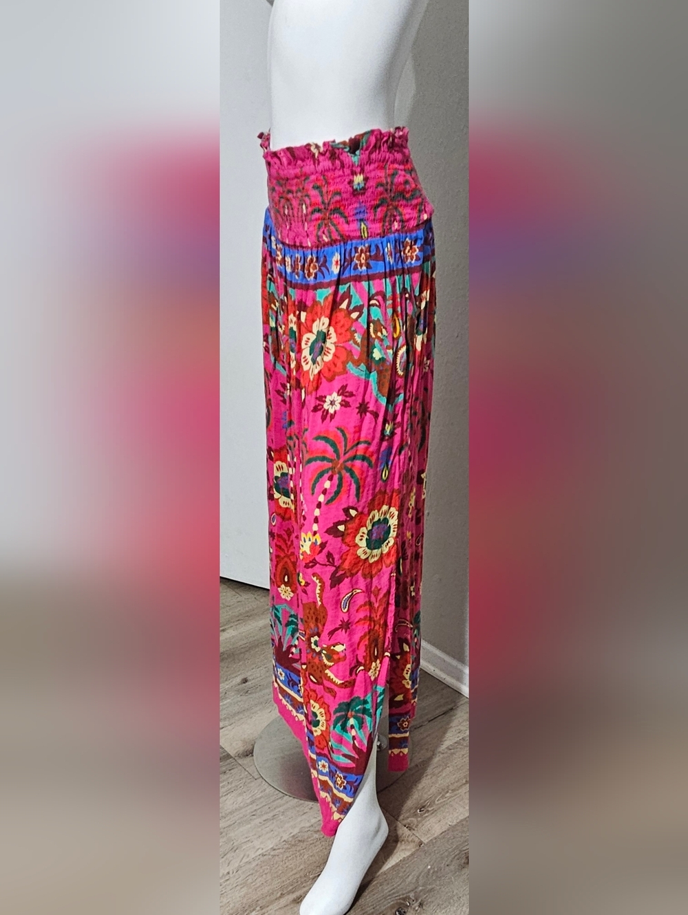 Farm Rio x Anthropologie Smocked Printed Maxi Skirt, Size L - Picture 10 of 14